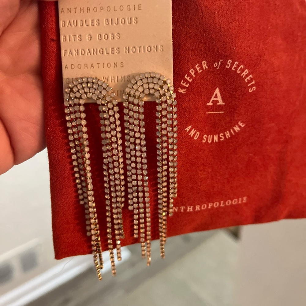 Anthropologie Crystal Crescent earrings